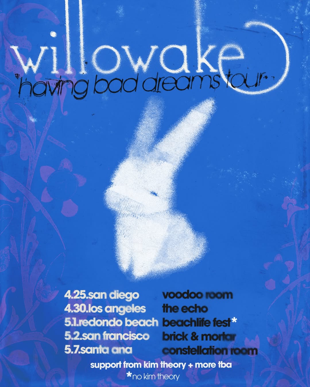 Willowake having bad dreams tour Poster 2026
